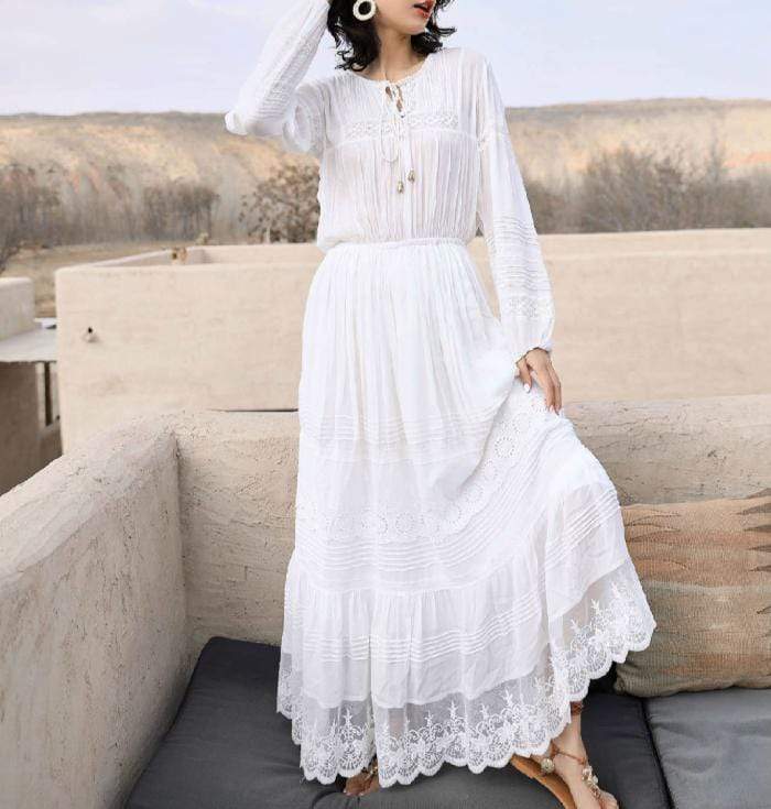 Boho Lace Maxi Dress | White Beach ...